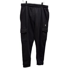 U.S. POLO ASSN. Men's Fleece Cargo Joggers Black Size XL